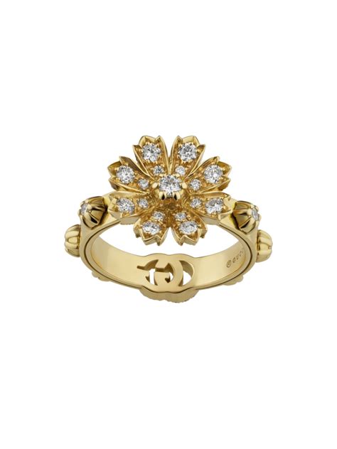 gucci flora ring 18k|Gucci 18k Diamond Flora Ring .